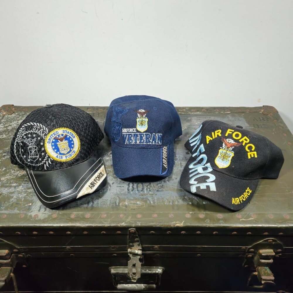 Vintage US Air Force Embroidered Adjustable Hat Bundle Set of 3